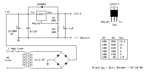 LM317T Voltage Regulator with Pass Transistor