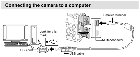 Connecting the Olympus camer to USB