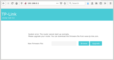 Emergency web firmware upload