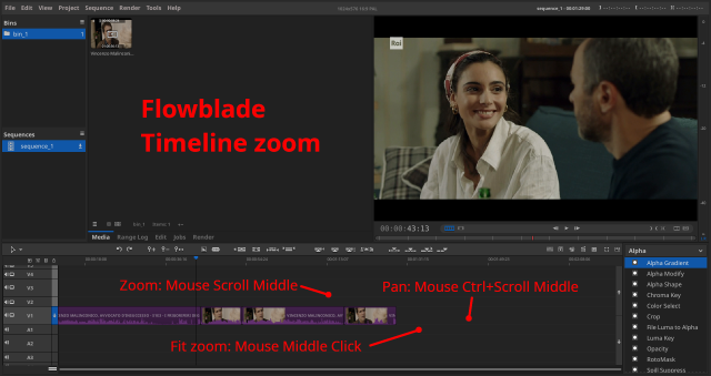 Flowblade - Timeline zoom and pan
