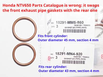 18291MM5860 and 18291MN4920 Exhaust Pipes Gaskets
